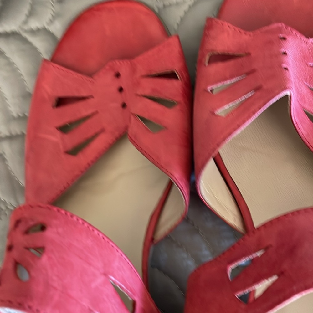 Women’s Fidji Orange Leather Straped Sandals. Size 38 1/2 - Picture 5 of 7
